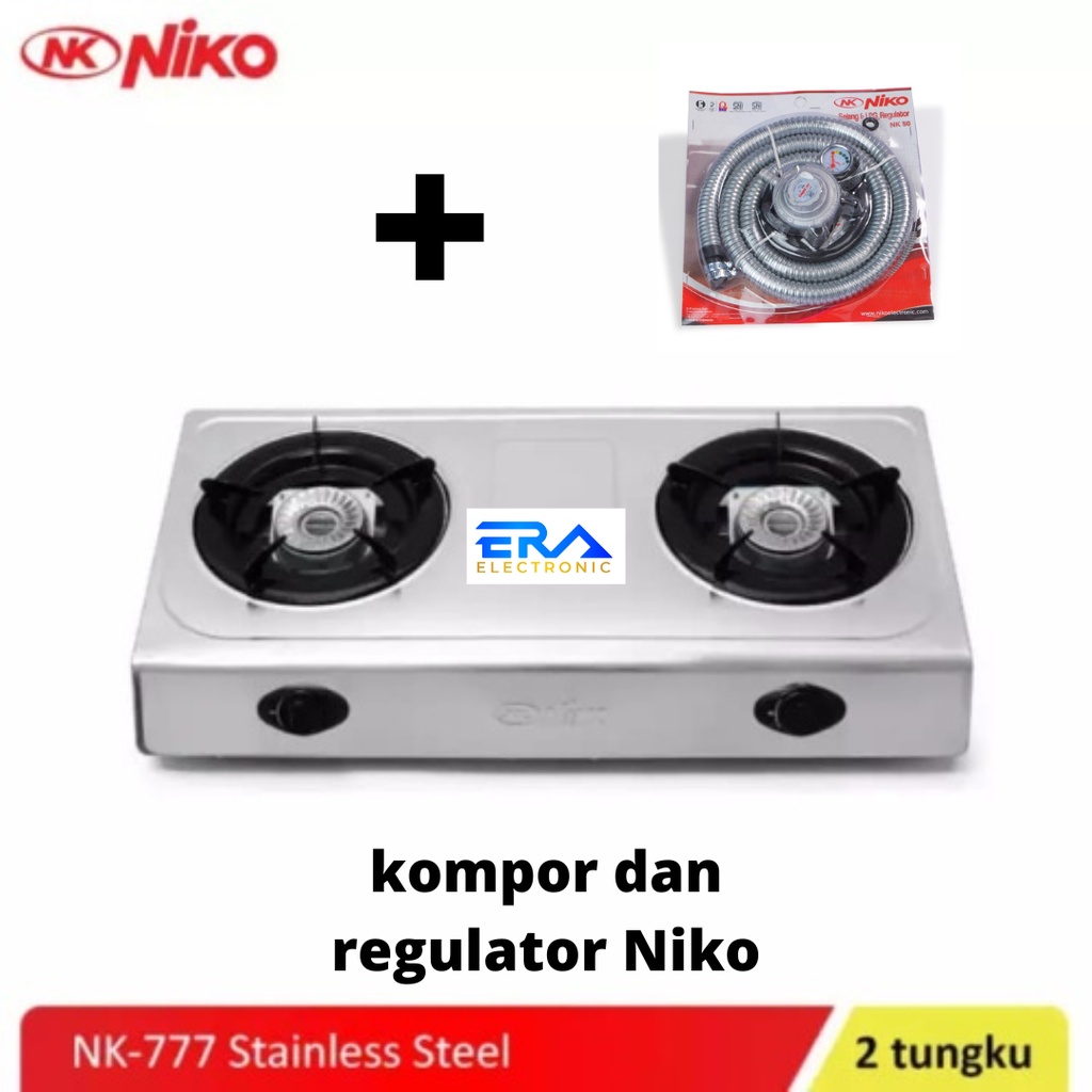 Kompor Gas 2 Tungku NIKO NK 777 Stainless