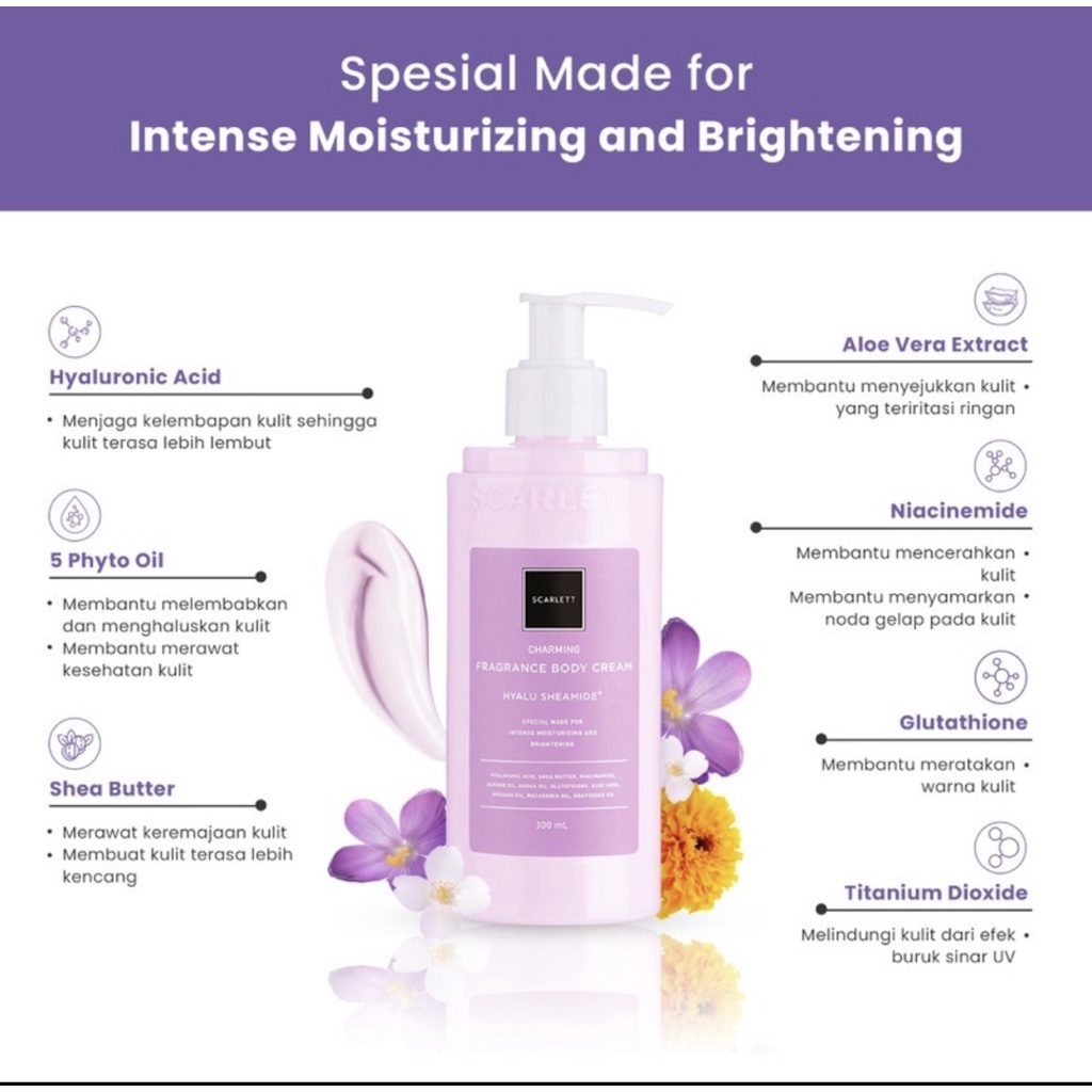 SCARLETT WHITENING CHARMING SERIES 5 ITEM - SERIES CHARMING BODY SCRUB | BODY SERUM | BODY CREAM | BODY SHOWER | BODY LOTION