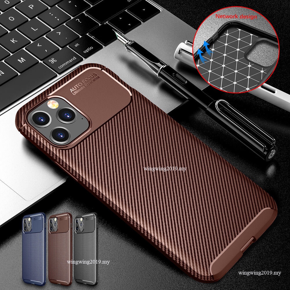 Case Bahan Silikon Carbon Fiber Untuk iPhone 14 / 13 Pro Max 11 mini 12 / XS / XR / 8 / SE 6 7 8 Plus