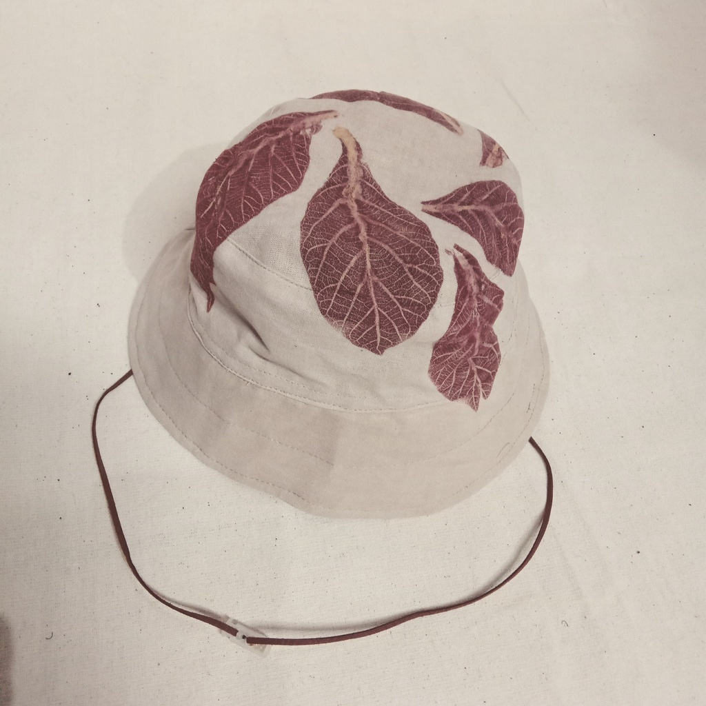 Topi Ecoprint - Bucket Hat Ecoprint Daun Jati