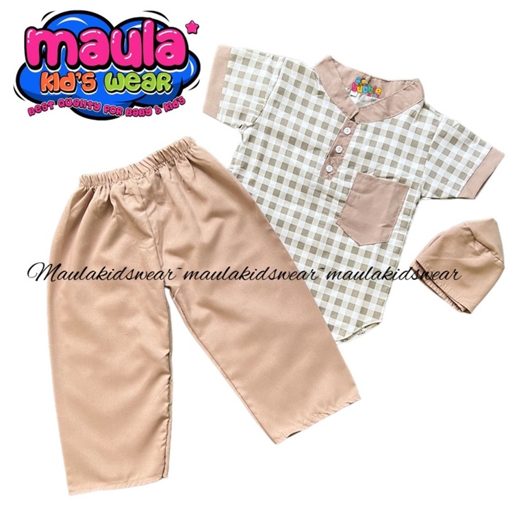 HABISIN STOCK koko bayi newborn 0-2 tahun / koko kotak AL-FATIH khusus warna coksu / setelan koko anak + peci