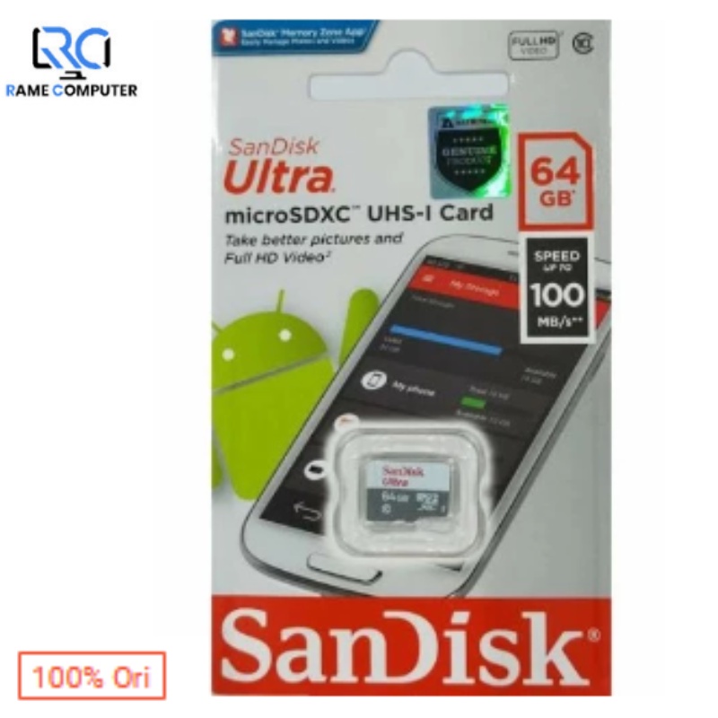 Sandisk Ultra Micro sd 64GB 100MBps class 10 Microsd MicroSD ULTRA