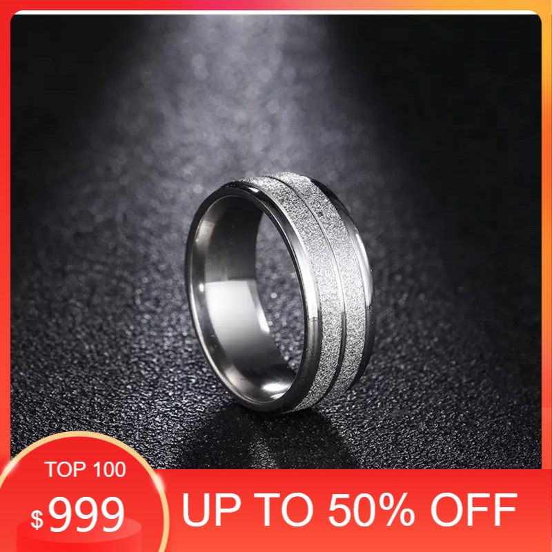 CINCIN TITANIUM PASIR SILVER POLOS DAN GARIS ANTI LUNTUR ANTI KARAT / CINCIN PRIA WANITA ANAK COUPLE TUNANGAN COD