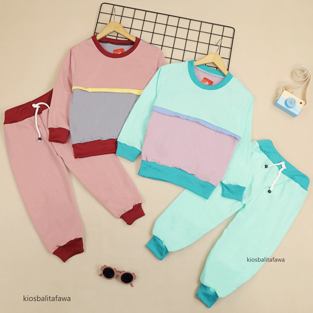 Setelan Nana 1-6 Thn / Baju Lengan Panjang Set Sweater &amp; Jogger Murah Anak Perempuan Bahan Import