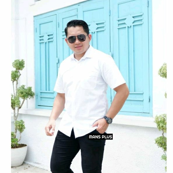 Kemeja Pria Putih Polos Lengan Pendek Ukuran M L XL XXL XXXL z24