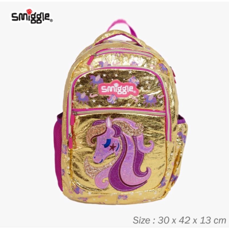 smiggle original/smiggle gold unicorn/tas ransel anak