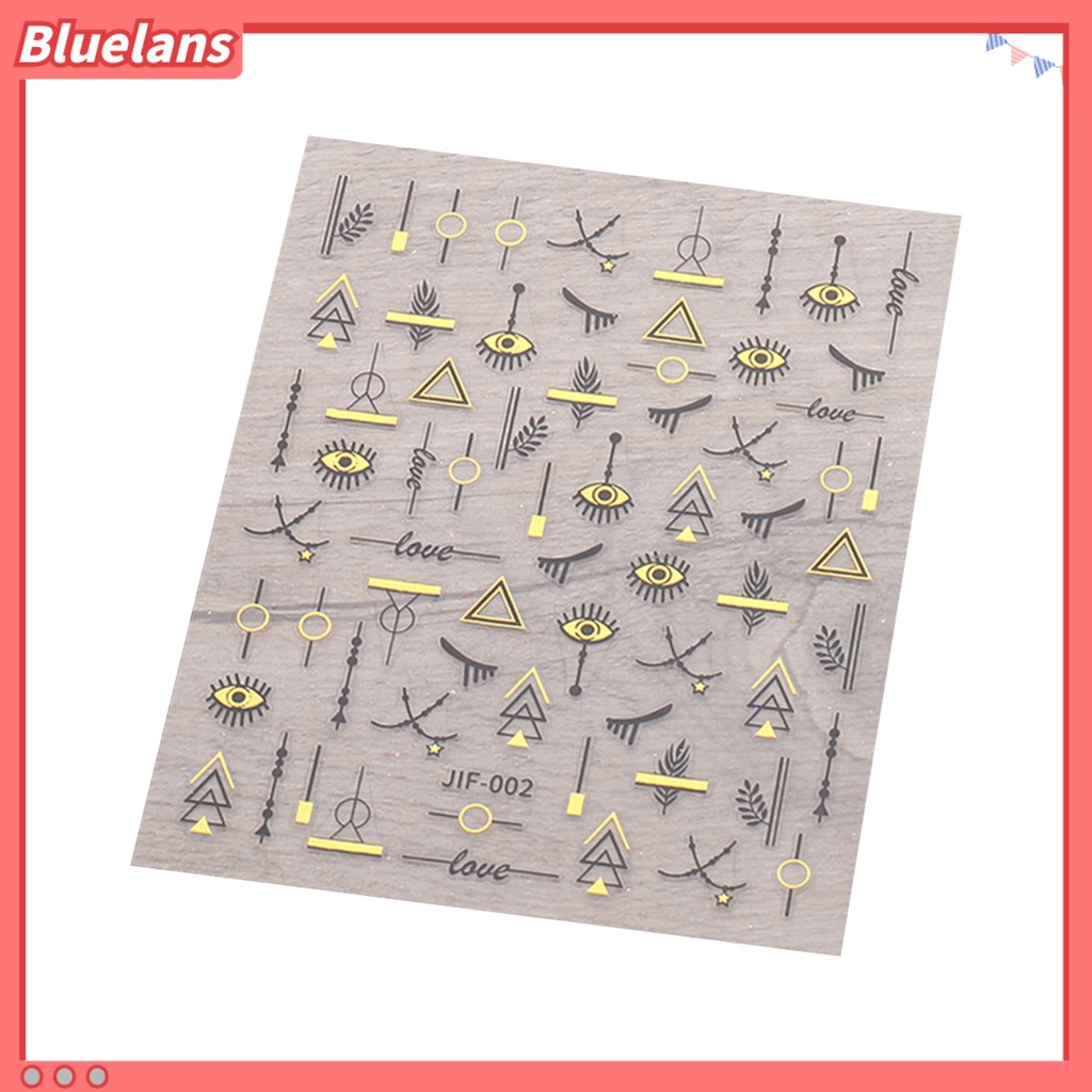 Bluelans Stiker Kuku Motif Hati / Bintang / Bulan Untuk Dekorasi Nail Art / Manicure