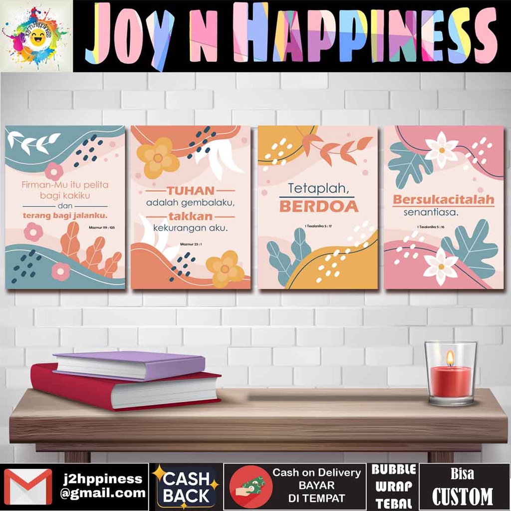 Hiasan Dinding Pajangan Dekorasi Kristen Khatolik Ayat Alkitab Bunga