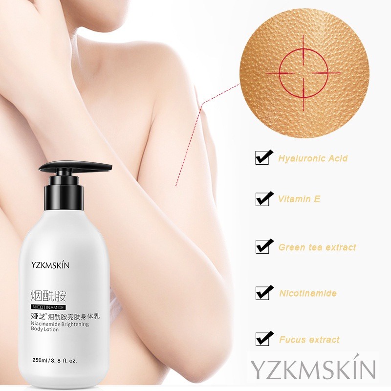 Body Lotion YZKMSKIN Pemutih Badan Seluruh Tubuh Niacinamide Essence 250ml - Body Lotion SKINCARE DOJAKO