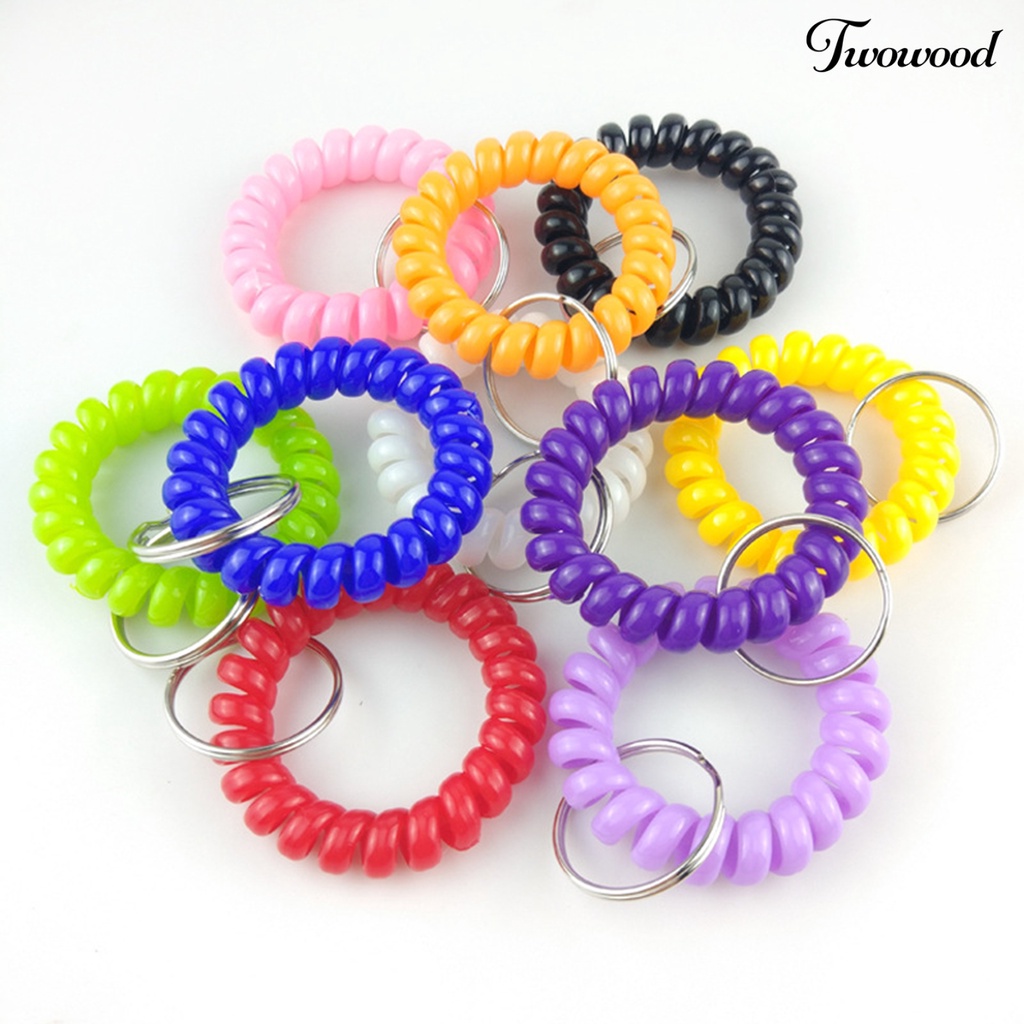 Twowood 6Pcs Gantungan Kunci Spiral Stretch Warna-Warni Untuk Gym / Kolam