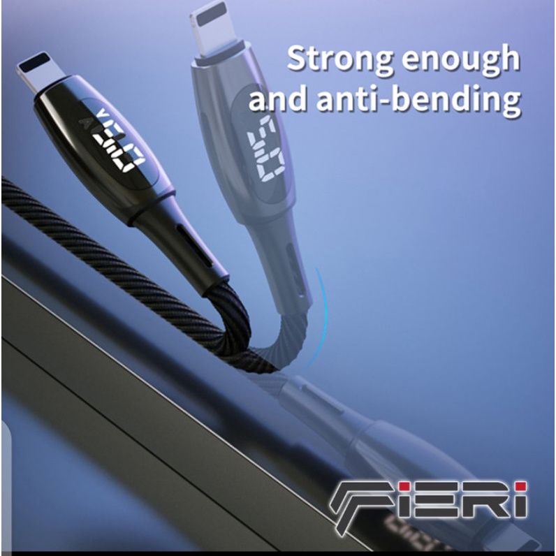 Fieri Kabel Lightning LED Display Fast Charging