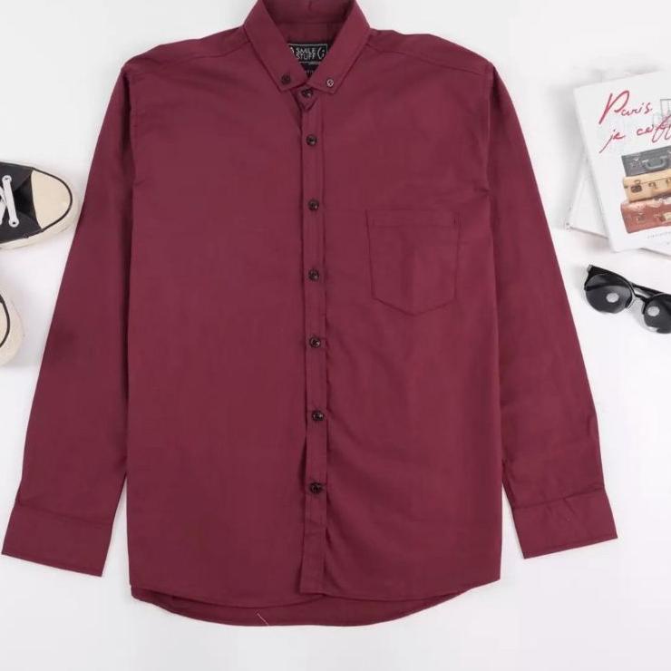 Special Price Baju Kemeja Pria Kasual Polos Hitam Putih Lengan Panjang /hem baju pria/kemeja cowok /