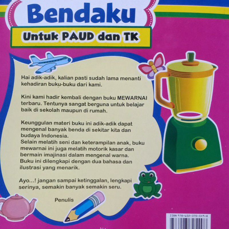 Buku Mewarnai Benda ku Untuk Paud Dan TK