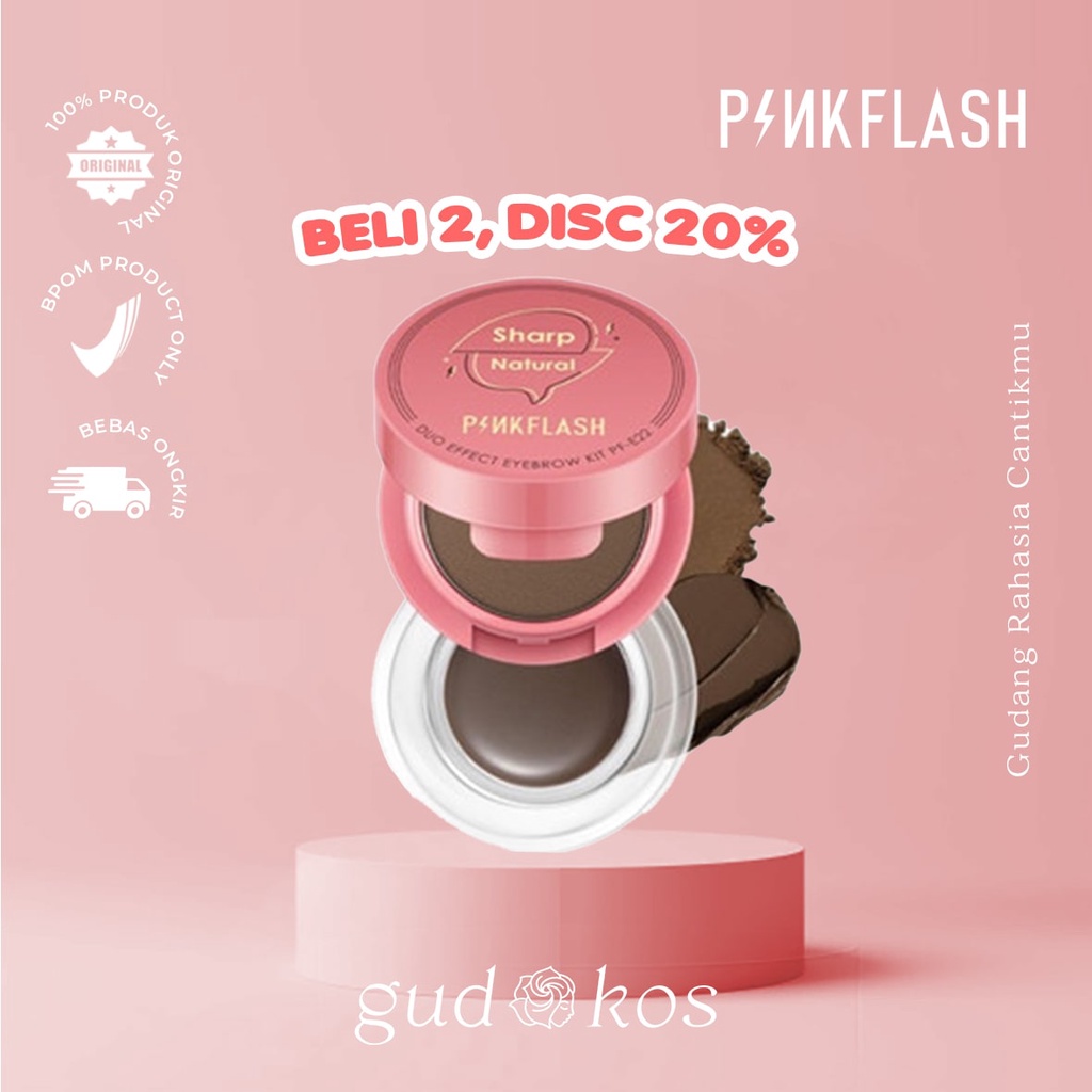 PINKFLASH 2 In 1 Eyebrow Cream &amp; Powder Gel - Eyeliner Waterproof Smudge Proof High Pigment Lasting Multi Uses