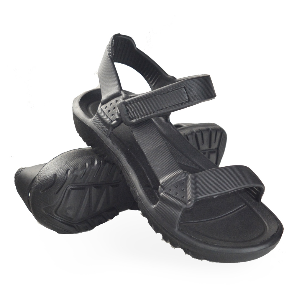 Sandal Gunung Pria Hitam Asfer EVA Spon Karet Size 38-43