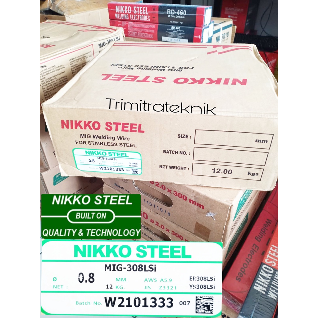 Kawat las Co Stainless MIG-308Lsi MIG CO Stainless 0,8 mm MIG-308Lsi 0,8mm x 12Kg Nikko Steel