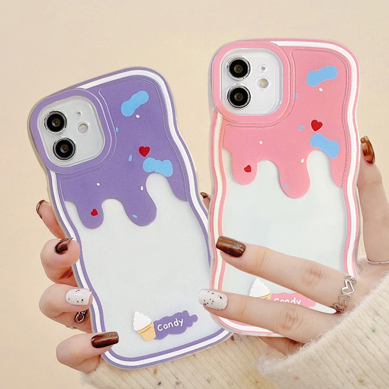 Case VIVO Y36 Y02 Y12 Y15s Y22s Y02A Y02s Y75 Y15A Y02T Y35 Y16 Y22 V25 V20 Y33s Y20 Y21 Y17 Y20i Y30 Y11 Y15 Y91 Y11s Y21T Y91C Y12i Y20s G Permen Musim Panas Ice Cream Wavy Soft Case