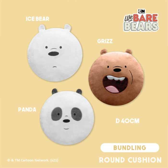 

We Bare Bears Plush Round Cushion Panpan - Set 3 in 1