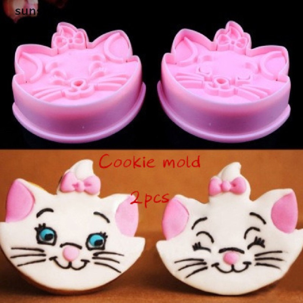 Sunshine Cetakan Pemotong Biskuit / Kue / Buah Bentuk Kucing Bahan Plastik