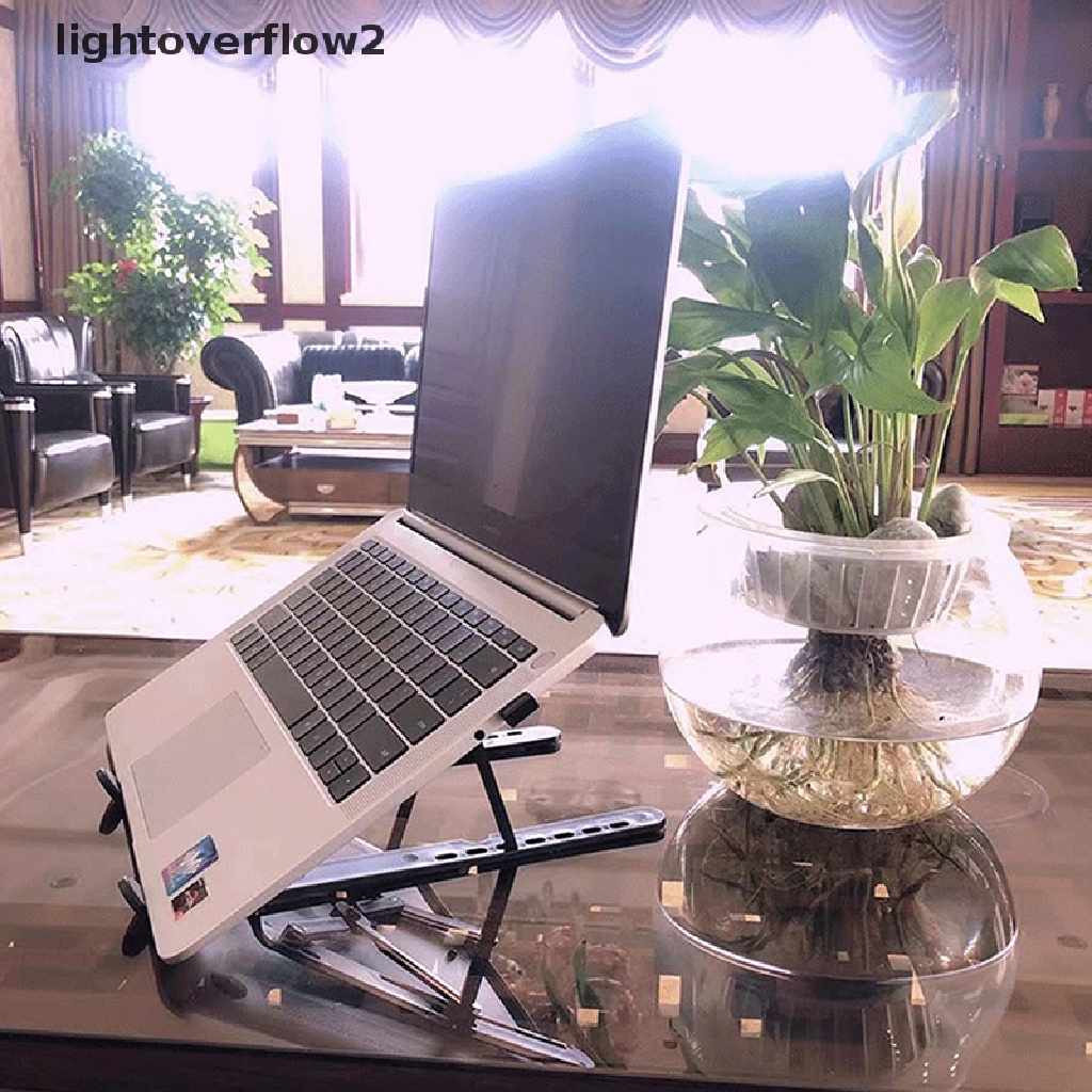 (lightoverflow2) Stand Laptop / Notebook / Tablet Bahan Aluminum Alloy Bisa Dilipat (ID)