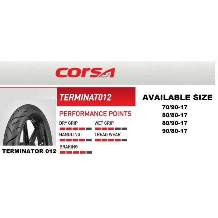 BL / Ban Luar CORSA 80/90-17 TERMINATOR 012 Tubeless
