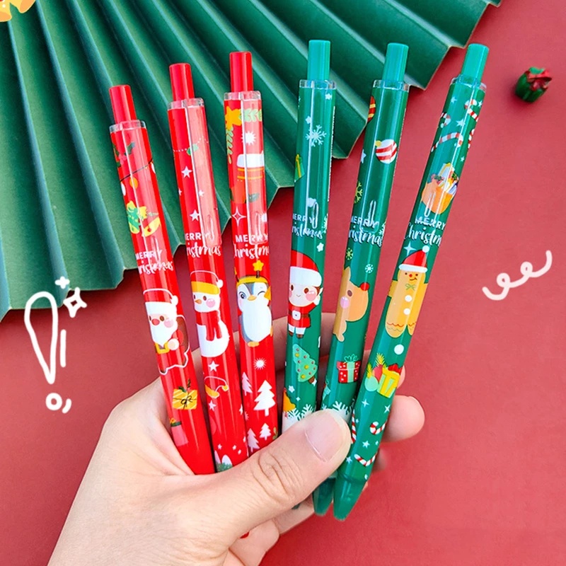 1 Pc Pulpen Tekan Motif Kartun Natal Warna Acak