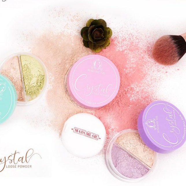 MADAME GIE Crystal Loose Powder 10g | Make Up Bedak Tabur shimmer tone up brightening uv
