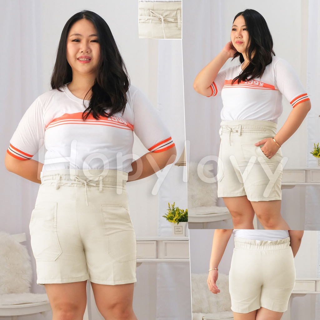 HOPYLOVY - Jumbo XXL Celana Pendek Wanita Hot Pants Move It Highwaist Pinggang Karet Sherly