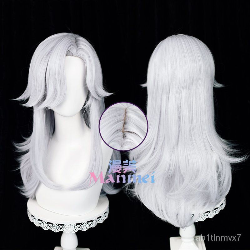 Genshin Impact Cyno Cosplay Wig Long Silver White Wigs Heat Resistant Synthetic Hair