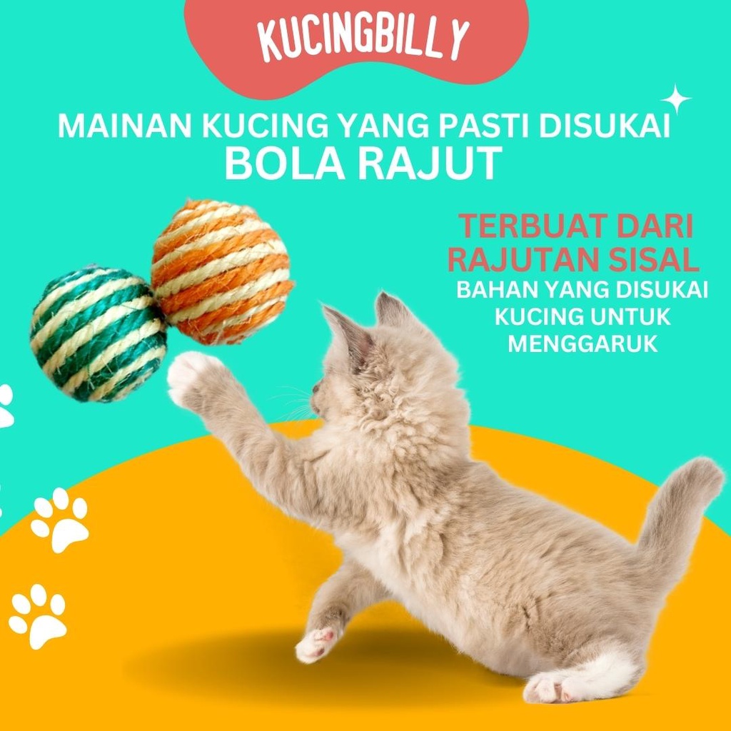 Mainan kucing bola rajut