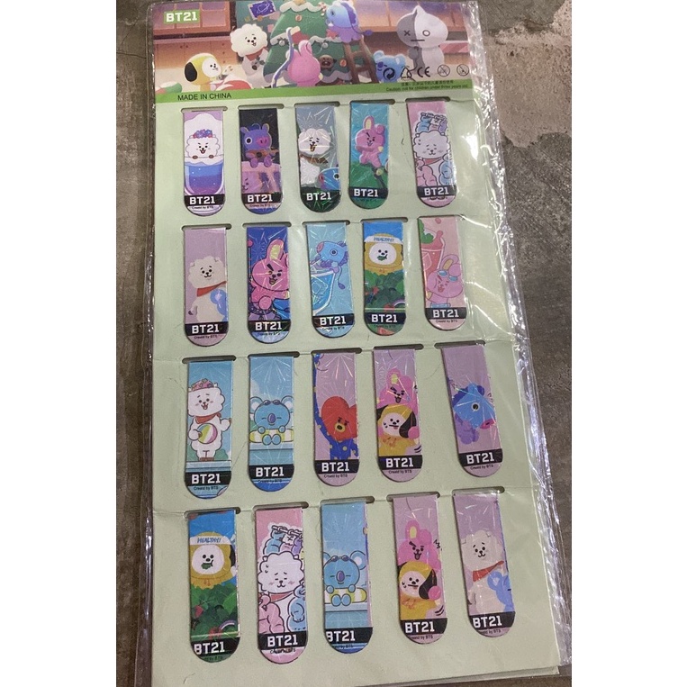 PEMBATAS BUKU MAGNET BTS / PEMBATAS BUKU MAGNET / KERTAS HOLOGRAM KARAKTER LUCU BTS BOOKMARK