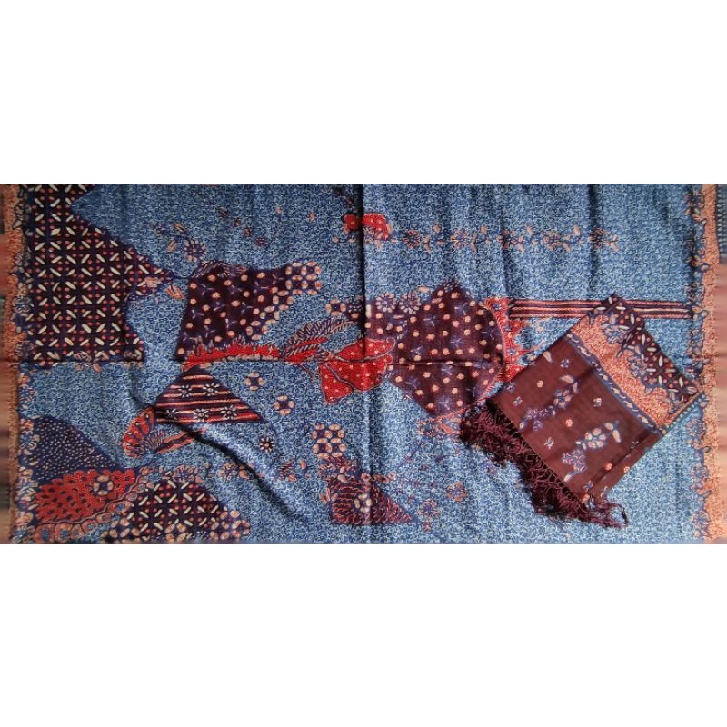 KAIN BATIK SUTERA ATBM TULIS TWIS & SELENDANG RUMBAI BATIK PEKALONGAN BATIK TULIS , SARUNG SELENDANG