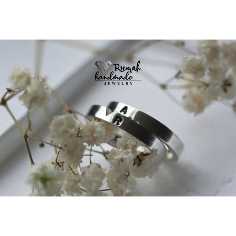cincin custom huruf / cincin Tunangan / PERAK ASLI / BERGARANSI / HANDMADE /gratis ongkir