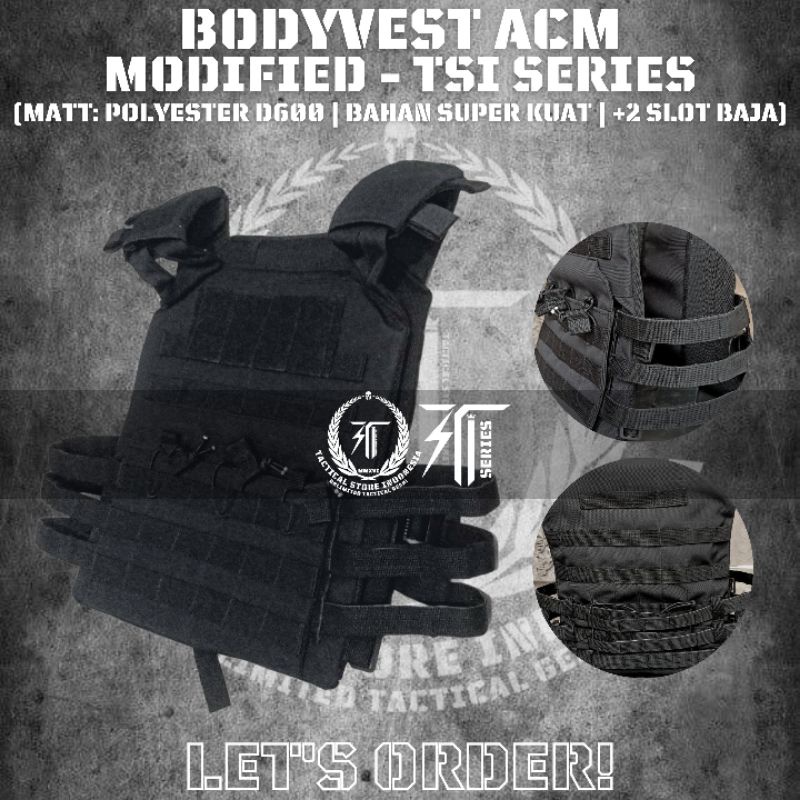 Body Vest ACM Modified - Bodyvest Tactical Hitam Hijau Loreng TSI Series