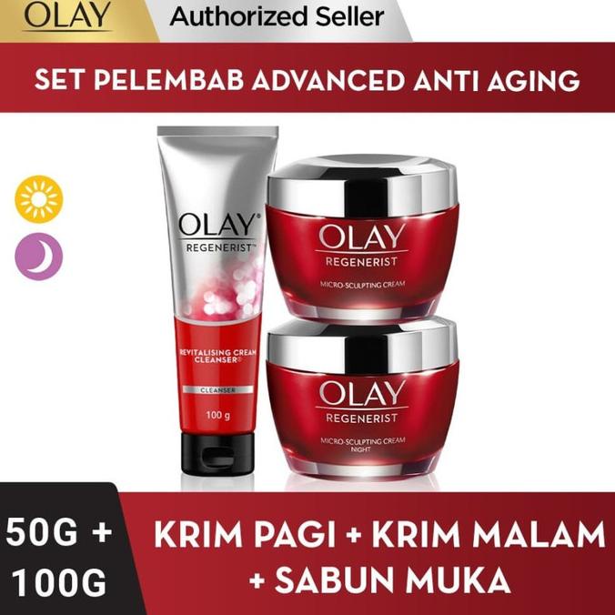 LEBIH HEMAT Olay Set Pelembab Advanced Anti Aging - Krim Pelembab