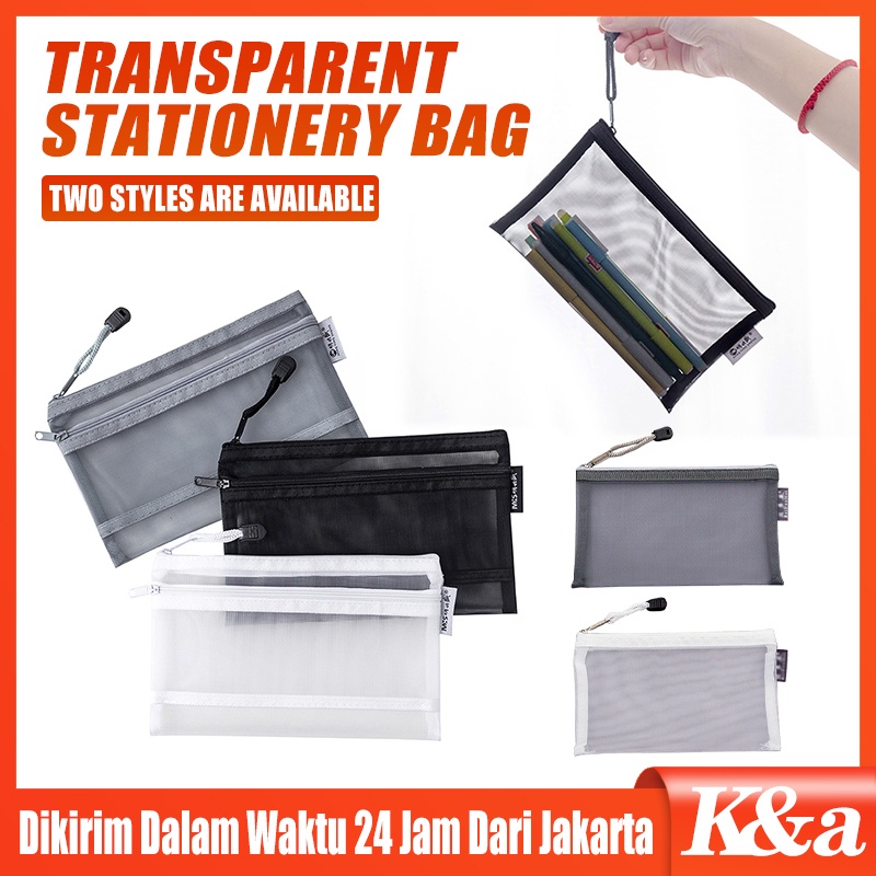 

Satu/Dua Lapisan Tempat Pensil Transparan Dengan Resleting Kotak Pensil Sekolah Kantor Simple Pencil Case