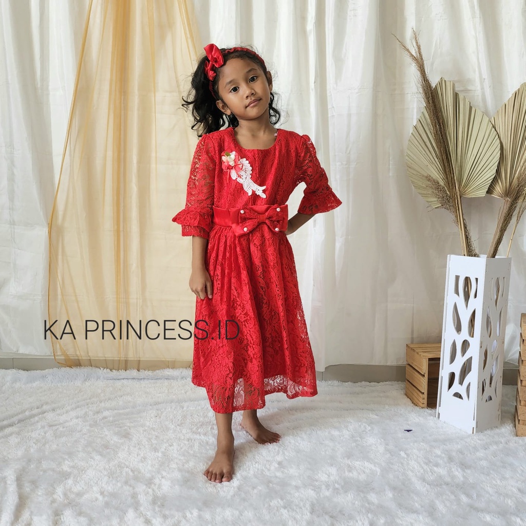 Dress Natal Anak Perempuan Import 4 5 Tahun Gaun Natal Anak Cewek Terlaris Warna Merah Marun Maroon Merah HatiWarna Hijau Botol