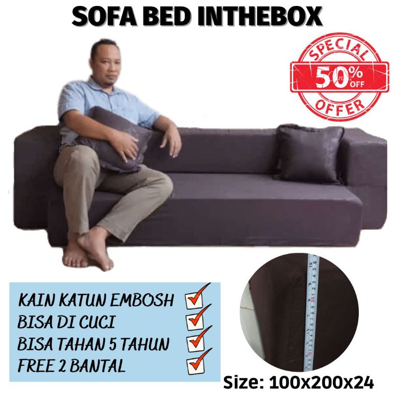 Sofa Bed Kasur Lipat Inthebox Kingcoin Minimalis Uk 200x100x24 Cm Busa Yellow Tahan Hingga 5 Tahun A