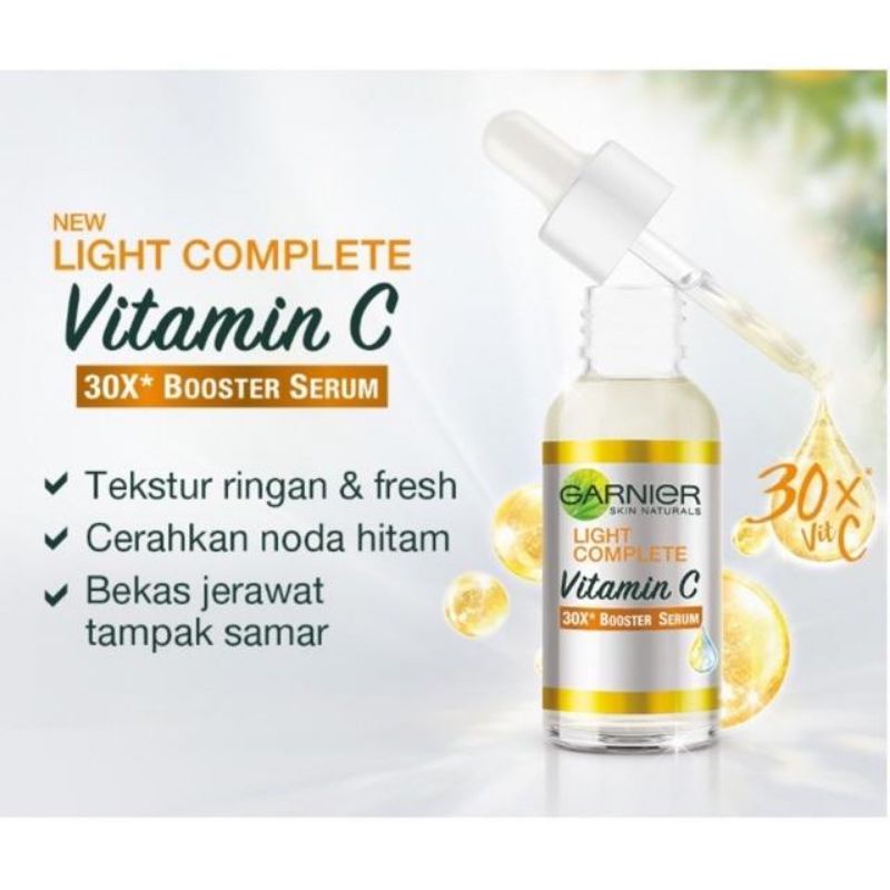 Garnier Light Complete Vitamin C 30x Booster Serum 15ml | Garnier Sakura White Hyaluron 30x Booster 15ml