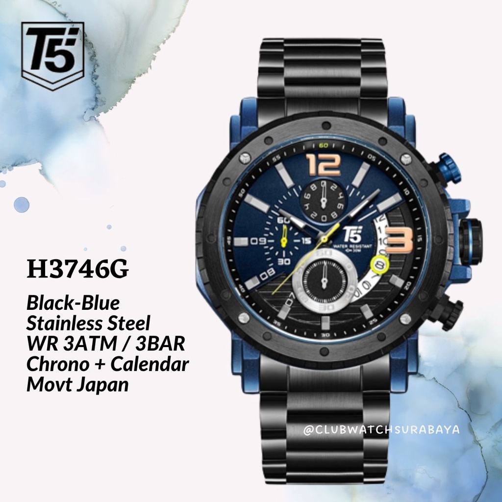 Jam Tangan Pria T5 H3746G Original Chronograph Free Box Original / T5 H3746G Jam Tangan Laki-Laki Ch
