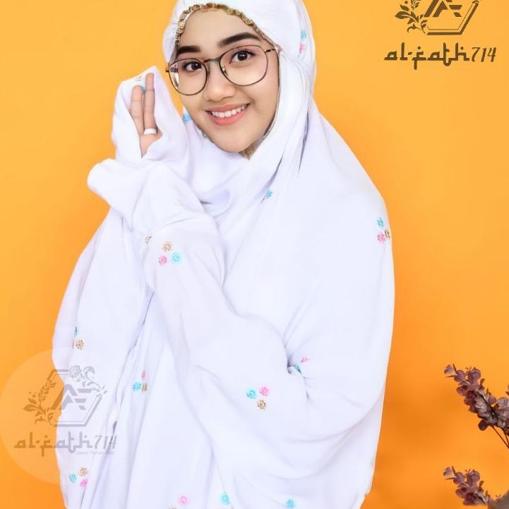Sangat Nyaman.. Mukena Terusan Dewasa bordir bunga melati mukenah lajuran mukena rayon