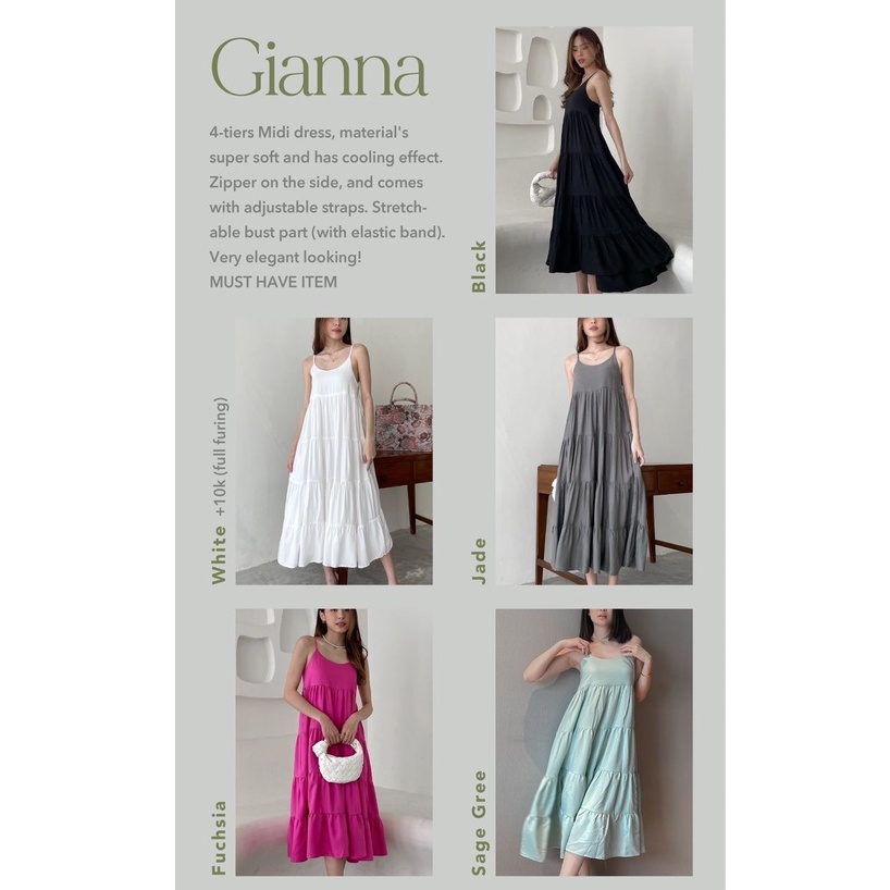 Gianna Midi Dress | Summer Dress Premium Wanita | Dress Rayon Susun Murah Berkualitas