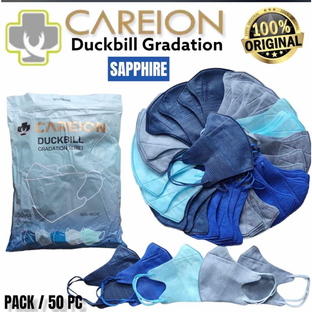 MASKER DUCKBILL CAREION FACEMASK WARNA ISI 50PC-GRADASI SAPPHIRE