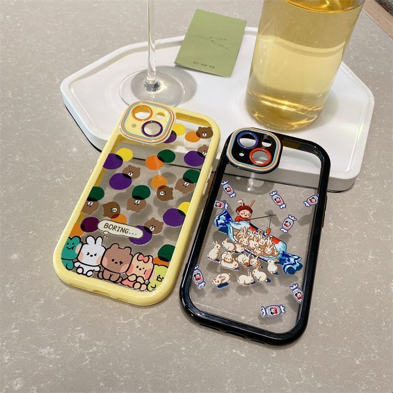 Soft Case Hp Gambar Kartun Beruang / Kelinci Untuk IPhone 12 / 13 / 11promax / X / Xs Max Frfrd