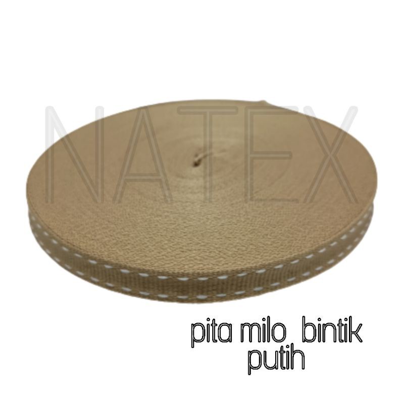 pita motif bintik , pita tali motif bintik . grosgrain . ukuran 1 cm atau 3/8 inch