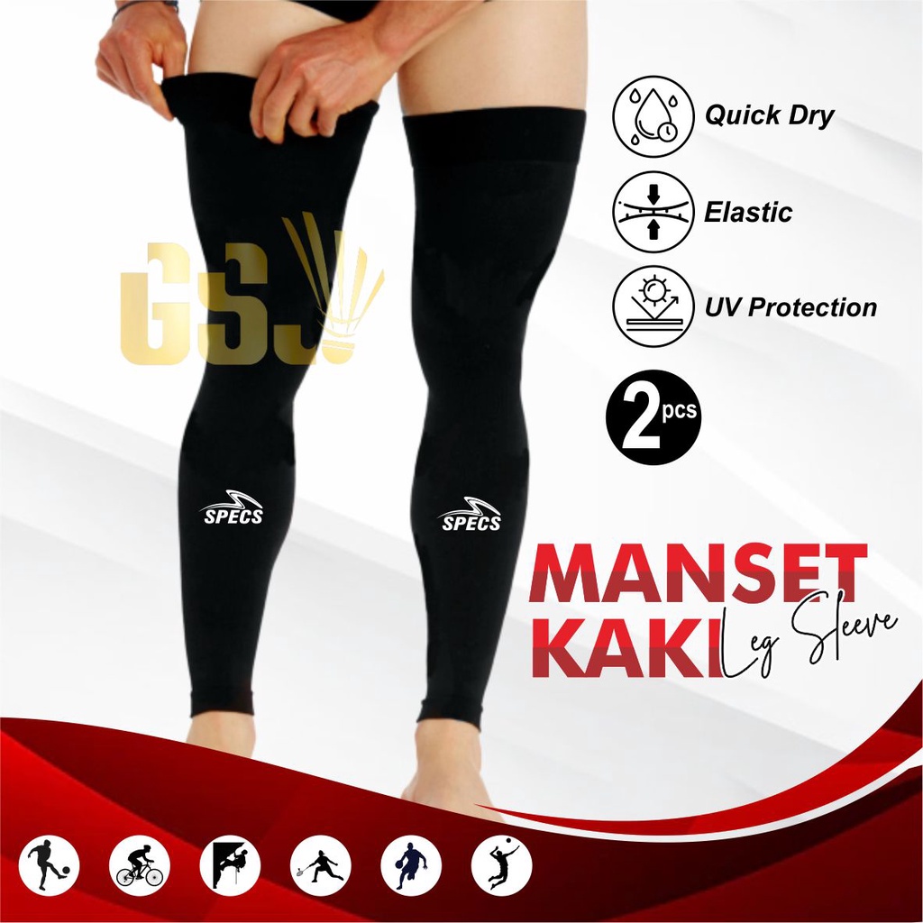 Leg sleeve manset kaki isi 2pcs olahraga sepak bola futsal bulutangkis stoking hitam murah kaos kaki