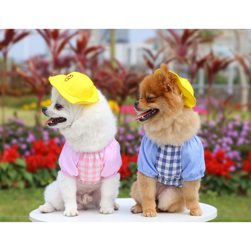 Pet Clothes Baju Summer Bebek Dengan Topi Untuk Anjing Dan Kucing