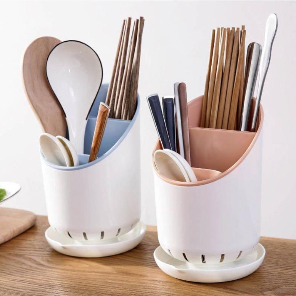 Solighter Tempat Sumpit Sendok Garpu Rumah Rak Pengering Drainer Cookware Storage Organizer