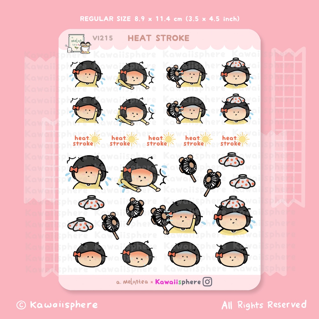 

Heat Stroke | VI313 a.melontea x Kawaiisphere | Stiker Jurnal / Ring binder 6-hole Planner