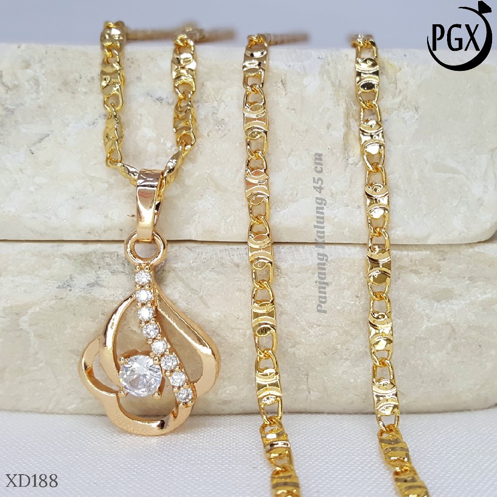 PGX Kalung Wanita Xuping Aksesoris Fashion Perhiasan Lapis Emas XD188